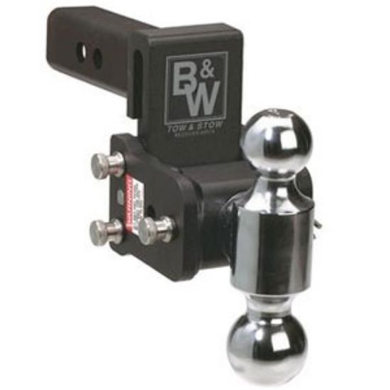 Picture of B&W Hitches Tow & Stow Model 10 Class IV 2" 10K 7" Drop x 7-1/2" Lift Double Ball Mount TS10040B 14-3342                     