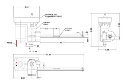 Picture of Lippert 18:1 Motor And Driveshaft For Single Above Floor Slide 117292